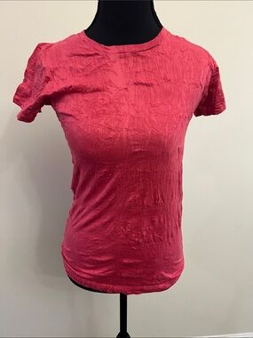 Women's Pink Crinkle Short-Sleeve Tee